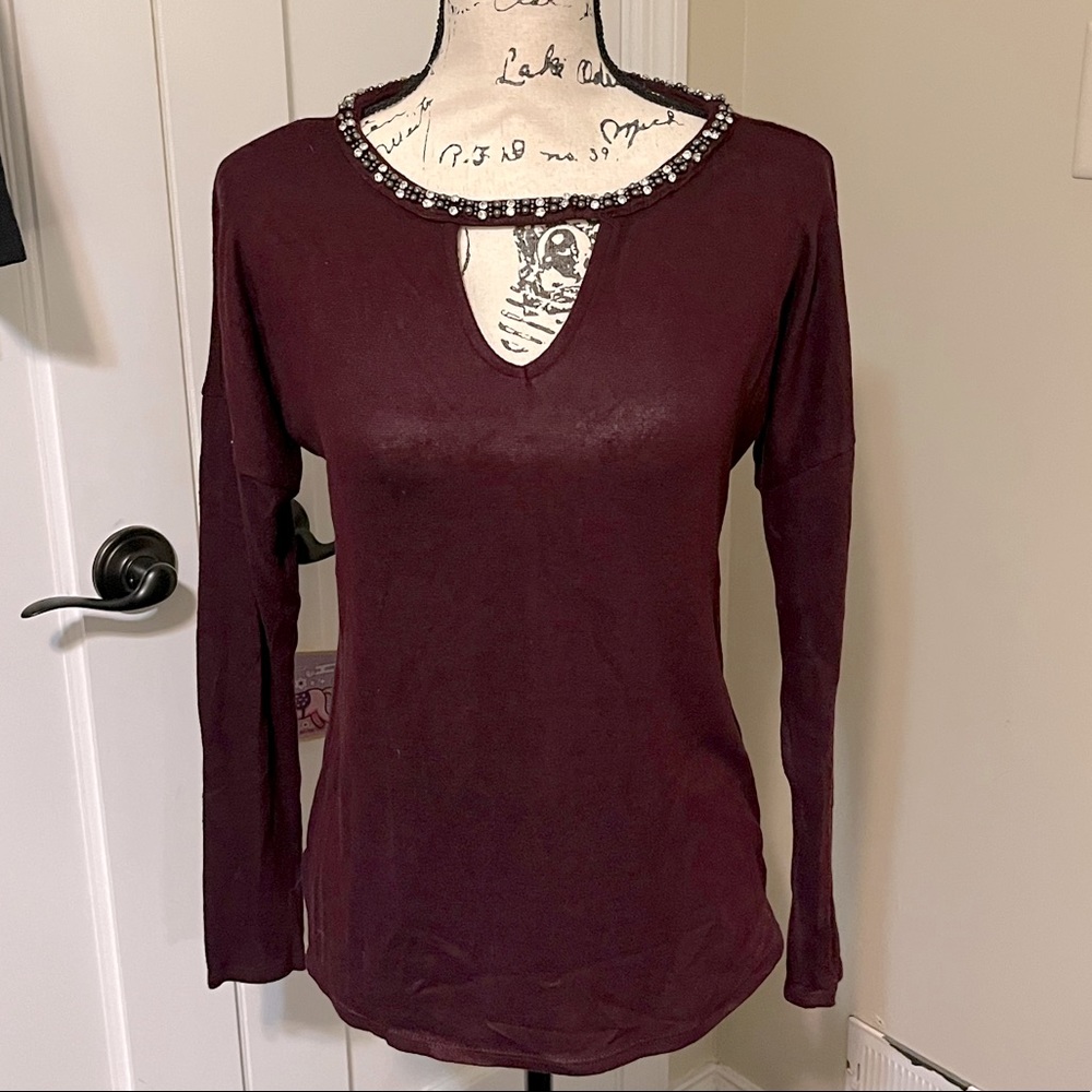 Red Shirt with Jeweled Colar